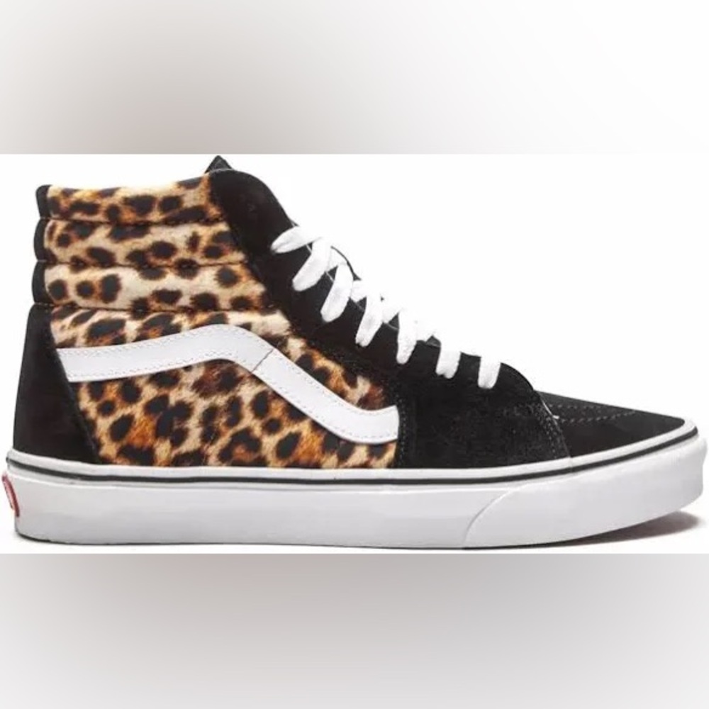 Vans High-Top Sneakers with Leopard Print and Black Accents